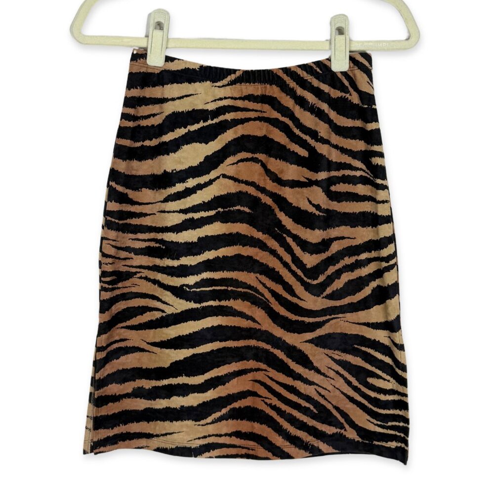 bebe Zebra Print Mini Skirt in Black and Brown